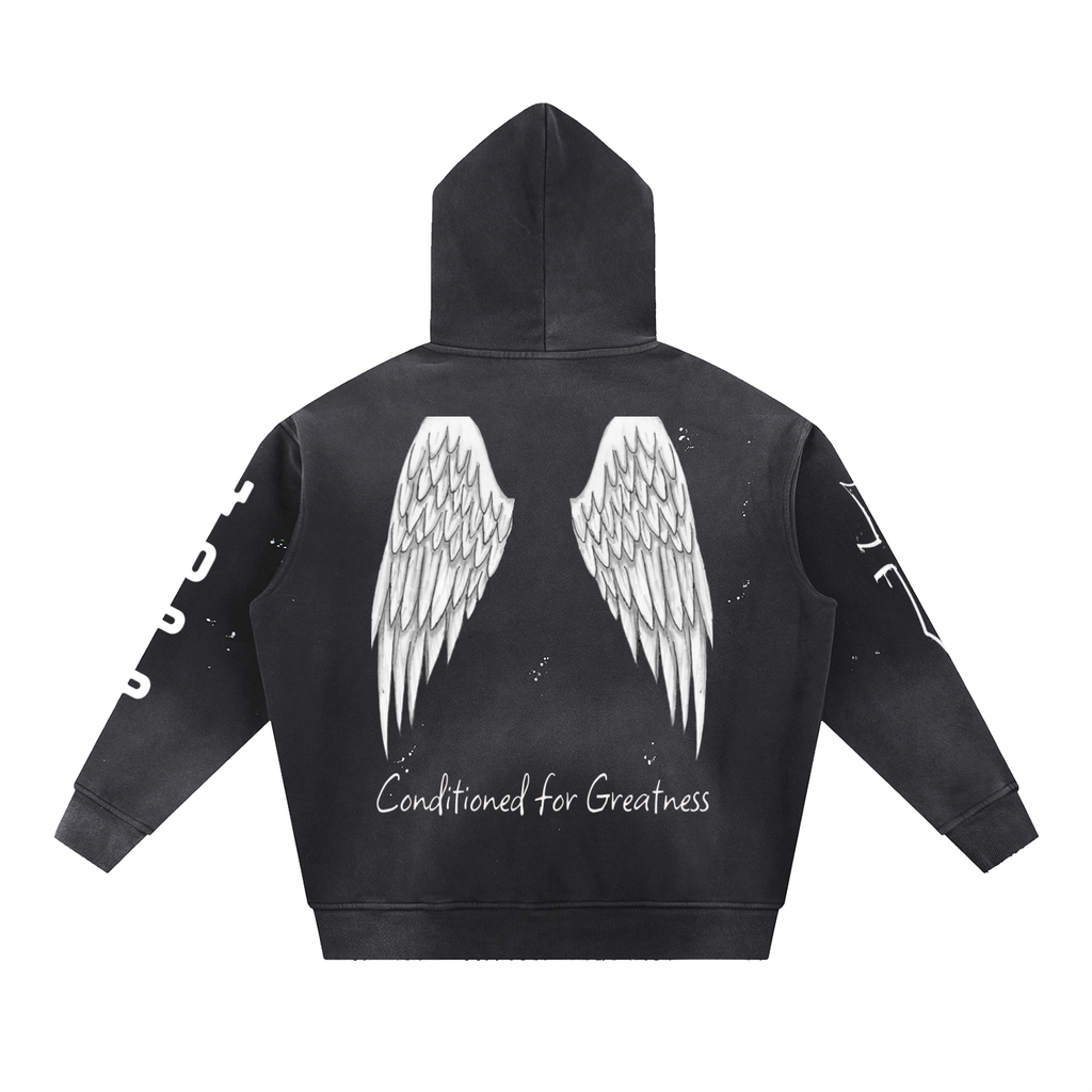 YOPP white wings Vintage Washed Fleece Hoodie